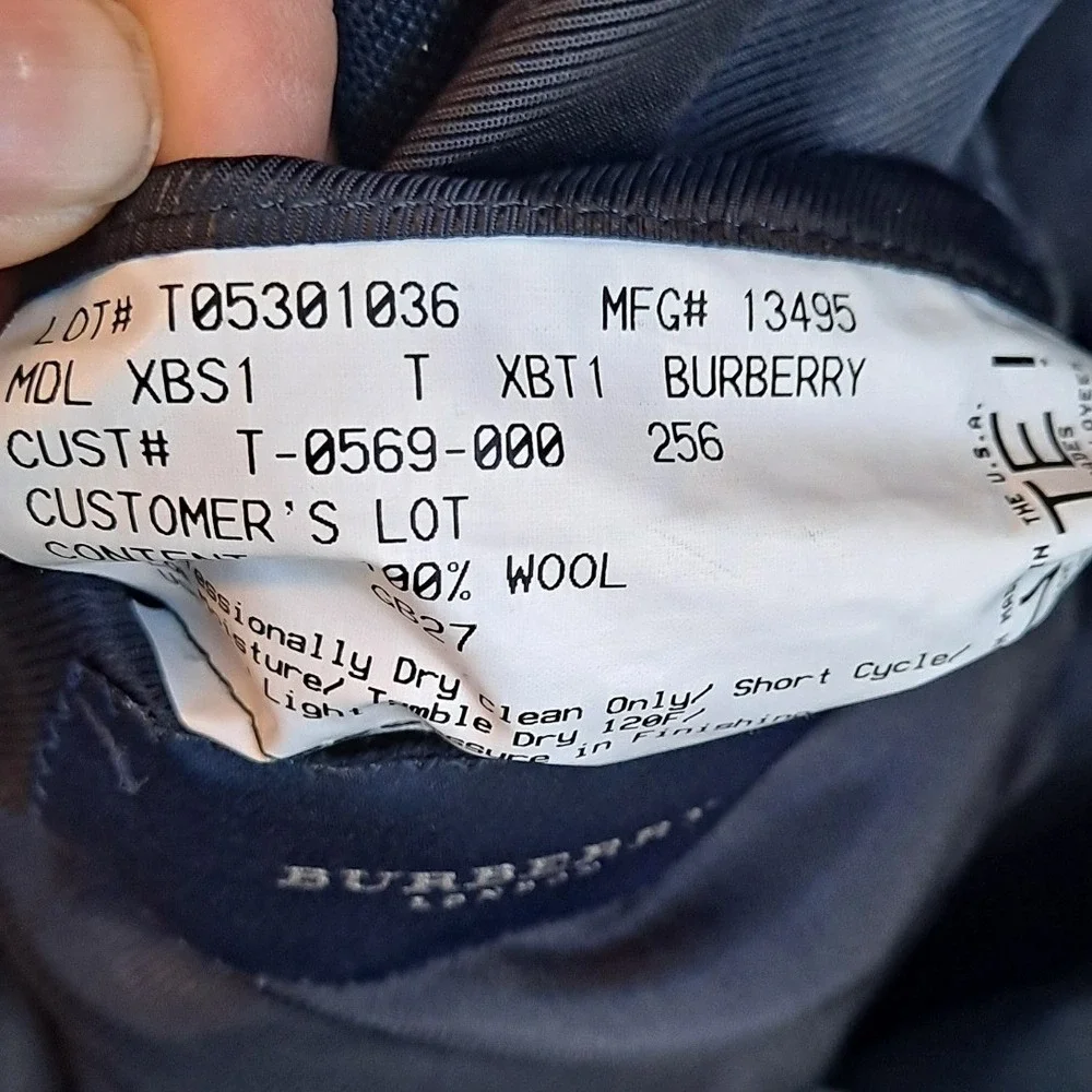 Burberry London Men's 46 Long‎ Wool Sport Coat Blazer Jacket Navy